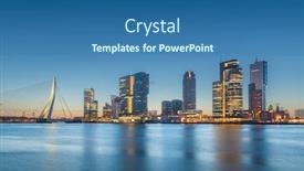  Presentation with skyline - Presentation design with rotterdam-netherlands-city-skyline background and a ocean colored foreground