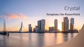  Presentation with skyline - Slide deck with rotterdam-netherlands-city-skyline background and a light blue colored foreground