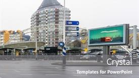  Presentation with dam - Audience pleasing theme consisting of rotterdam-netherlands-february-7-2017 backdrop and a gray colored foreground