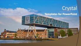  Presentation with historical building - Colorful theme enhanced with rotterdam-netherlands-may-11-2017 backdrop and a teal colored foreground
