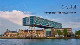  Presentation with historical building - Beautiful presentation featuring rotterdam-netherlands-may-11-2017 backdrop and a light blue colored foreground