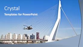  Presentation with rescue helicopter - Presentation theme having rotterdam-netherlands-september-09-demonstration background and a teal colored foreground