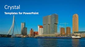  Presentation with skyline - Amazing slide deck having rotterdam-skyscrapers-skyline-and-erasmusbrug backdrop and a teal colored foreground