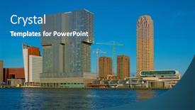  Presentation with skyline - Cool new PPT layouts with rotterdam-skyscrapers-skyline-view-over backdrop and a teal colored foreground