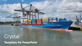  Presentation with container terminal - Colorful PPT layouts enhanced with rotterdam-the-netherlands-circa-2017 backdrop and a gray colored foreground