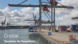  Presentation with container terminal - Amazing PPT theme having rotterdam-the-netherlands-circa-2017 backdrop and a gray colored foreground