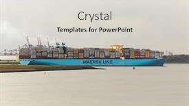  Presentation with container port - Presentation theme featuring rotterdam-the-netherlands-circa-2017 background and a light gray colored foreground
