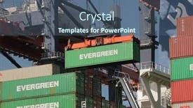  Presentation with container terminal - Slides enhanced with rotterdam-the-netherlands-circa-2019 background and a ocean colored foreground