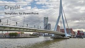  Presentation with tall buildings - PPT theme having rotterdam-view-from-y-boat background and a light blue colored foreground