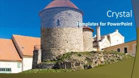  Presentation with czech republic - Slide set consisting of rotunda-of-the-holy-catherine background and a teal colored foreground