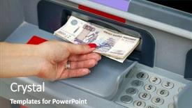  Presentation with russian - Beautiful presentation theme featuring rouble - female hands closeup with russian backdrop and a gray colored foreground