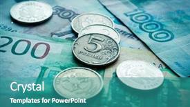  Presentation with russian - Amazing presentation theme having rouble - russian rubles banknotes and coins backdrop and a teal colored foreground