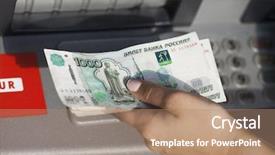  Presentation with cash - Audience pleasing slides consisting of rouble - russian rubles cash repayment backdrop and a coral colored foreground