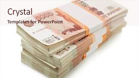  Presentation with packs - Presentation design with rouble - stack of 5000 rubles packs background and a lemonade colored foreground