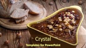  Presentation with hazelnuts - Amazing slide deck having rough-pate-with-hazelnuts backdrop and a tawny brown colored foreground