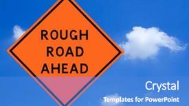  Presentation with bumpy road - PPT theme featuring rough road ahead sign background and a teal colored foreground
