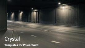  Presentation with tunnel - Presentation design featuring rough roads - tunnel road area with spotlights background and a dark gray colored foreground