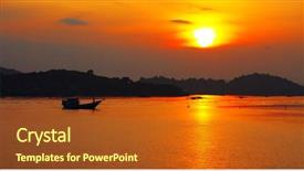  Presentation with boats - Amazing slide deck having rough sea - harbor with boats and sunrise backdrop and a  colored foreground