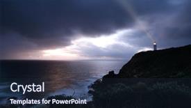 Presentation with stormy sea - PPT theme featuring rough sea - lighthouse at the time background and a wine colored foreground