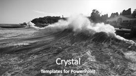  Presentation with storm - Cool new slides with rough sea - storm big wave near backdrop and a dark gray colored foreground