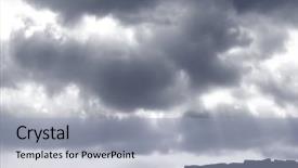  Presentation with stormy sky and dark clouds - Beautiful presentation theme featuring rough sea - stormy dark clouds with sun backdrop and a  colored foreground