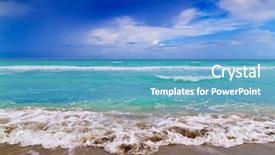  Presentation with tropical - PPT theme with rough sea - tropical beach landscape background and a teal colored foreground