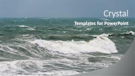  Presentation with sea weather - Slide deck having rough-sea-by-a-stormy background and a seafoam green colored foreground