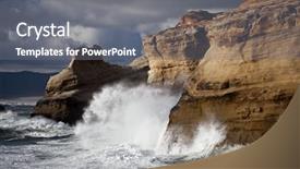  Presentation with crashing waves - Audience pleasing PPT theme consisting of rough seas along the beautiful backdrop and a gray colored foreground