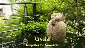  Presentation with rough - Cool new slide set with rough stone statue of earth store bodhisattva near a pond backdrop and a tawny brown colored foreground