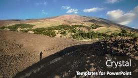  Presentation with rough - Audience pleasing presentation theme consisting of rough volcanic slope of etna mount sicily backdrop and a tawny brown colored foreground