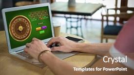  Presentation with roulette - Presentation theme consisting of roulette game against cropped hand background and a tawny brown colored foreground