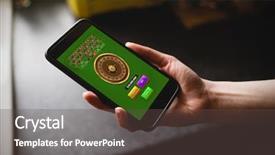  Presentation with roulette - Colorful presentation theme enhanced with roulette game against cropped hand backdrop and a dark gray colored foreground