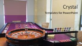  Presentation with roulette wheel - Beautiful slides featuring roulette table and wheel backdrop and a soft green colored foreground