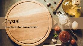  Presentation with round table - Presentation theme featuring round - pizza cutting board at table background and a coral colored foreground