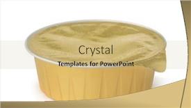  Presentation with food white - Colorful slide set enhanced with round-aluminum-foil-food-container backdrop and a yellow colored foreground