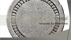  Presentation with ancient - Colorful presentation design enhanced with round-ancient-ornamental-carved-stone backdrop and a light gray colored foreground