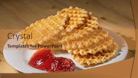  Presentation with round table - Audience pleasing presentation consisting of round-belgian-waffles backdrop and a gold colored foreground