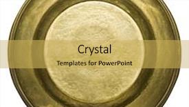  Presentation with old metal sheet roof texture - PPT theme enhanced with round brass plate texture old background and a yellow colored foreground