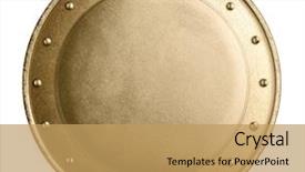  Presentation with metal bronze - PPT theme enhanced with round bronze or gold metal background and a yellow colored foreground