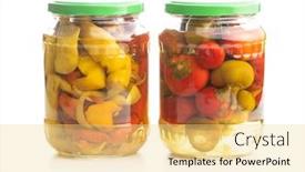  Presentation with peppers - Audience pleasing slide set consisting of round-chili-peppers-green backdrop and a blonde colored foreground