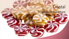  Presentation with sweet candy - Slides consisting of round colorful striped caramel candy background and a coral colored foreground
