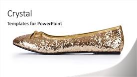  Presentation with golden hollow balls - PPT theme enhanced with round dance - golden ballet shoes isolated background and a white colored foreground