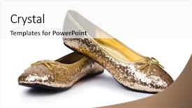  Presentation with ballet - Slide set having round dance - golden ballet shoes isolated background and a white colored foreground