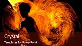  Presentation with flames - Theme featuring round dance - orange flames human torch background and a  colored foreground