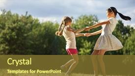  Presentation with girl scouts explorer summer - Theme consisting of round dance - two girls dancing background and a tawny brown colored foreground