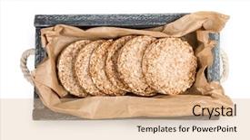  Presentation with diet - Slide set featuring round diet bread of air background and a coral colored foreground