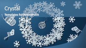  Presentation with snowflakes - PPT layouts featuring round frame of snowflakes background and a teal colored foreground