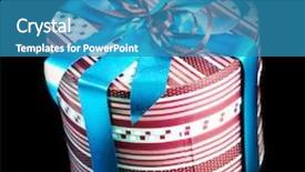  Presentation with gift ribbon - Slide deck enhanced with round gift box with ribbon background and a teal colored foreground