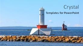  Presentation with island - Slides consisting of round-island-passage-light-house background and a light blue colored foreground