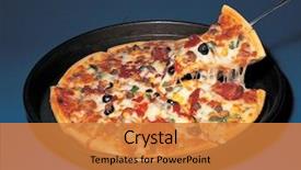  Presentation with capsicum - Amazing presentation theme having round italian pizza with salami olives capsicum and cheese backdrop and a gold colored foreground